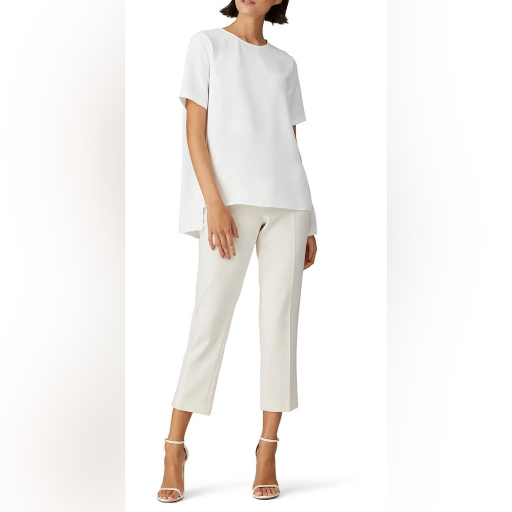 EUC Adam Lippes White Sateen Top Short Sleeve Nice quality! Size 0